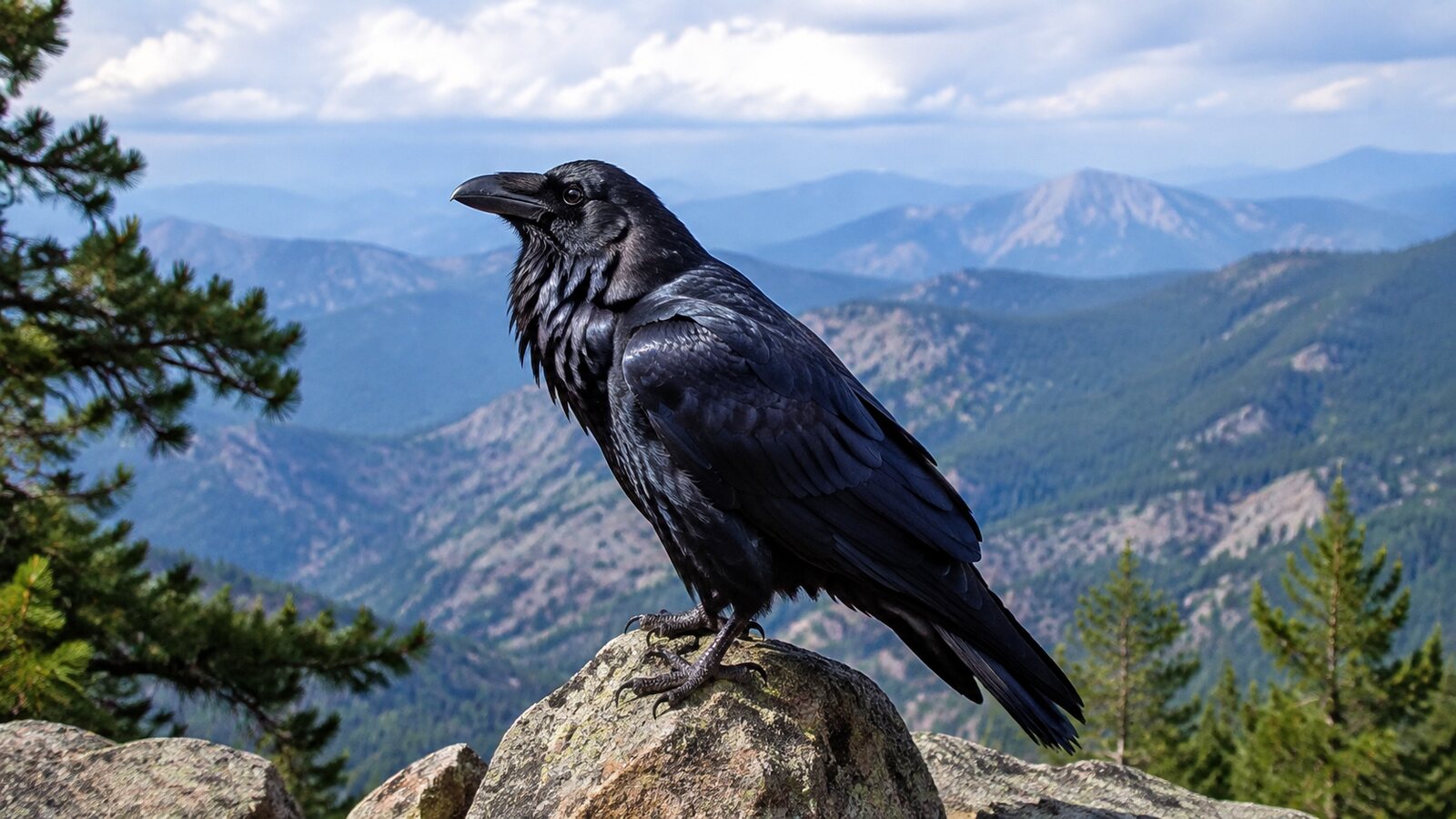 Common Raven perched in a natural North American setting