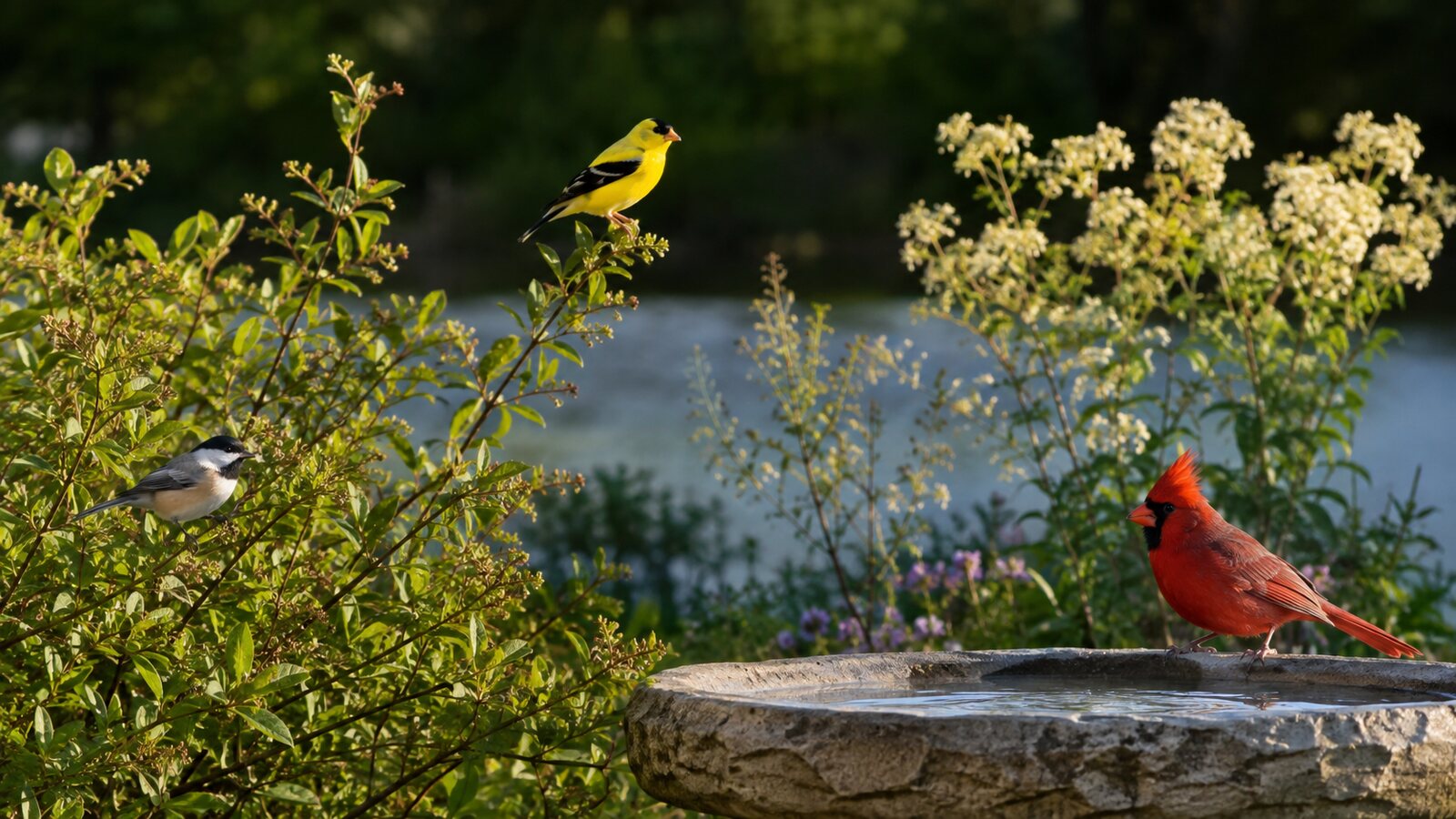 A North American backyard bird perched on a branch